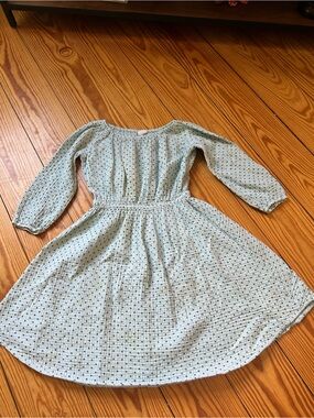 Girls' Light Blue Polka Dot Casual Dress